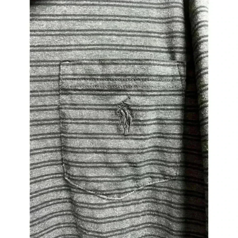 Polo Ralph Lauren Performance Short Sleeve Shirt Black Gray Striped Size XXL‎